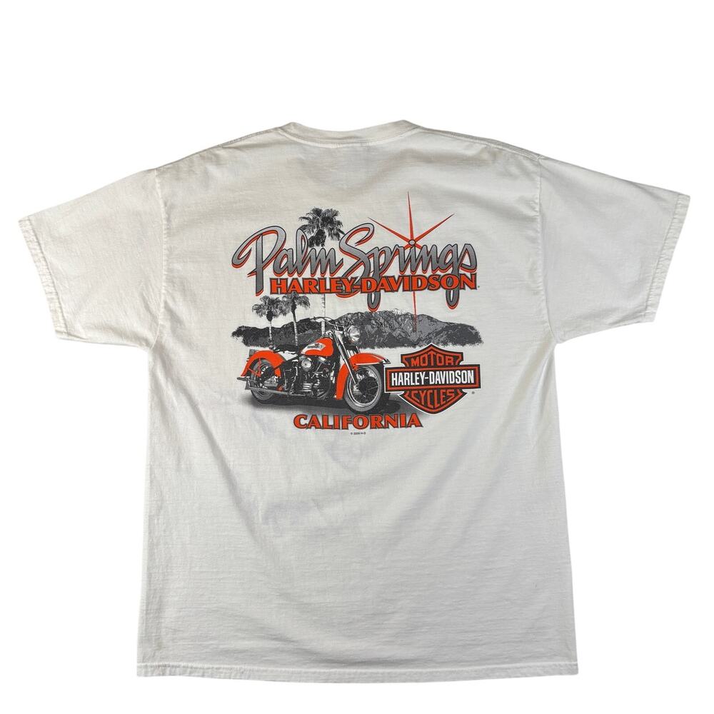 Vintage 2009 Harley Davidson T Shirt Palm Springs California White Large